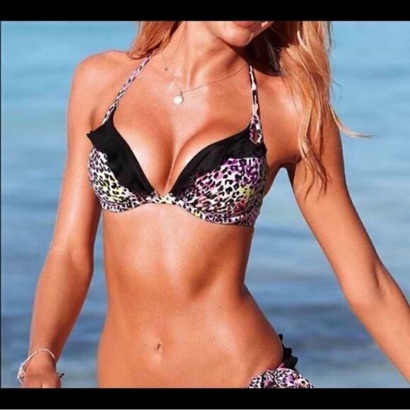 Victoria’s Secret “Gorgeous” colorful cheetah/animal print bikini - Picture 2 of 9